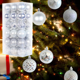 Maxbell 36x Christmas Balls Ornaments Hanging Pendants Decorative Bauble for Wreath Argent White