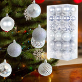 Maxbell 36x Christmas Balls Ornaments Hanging Pendants Decorative Bauble for Wreath Argent White
