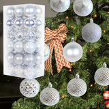 Maxbell 36x Christmas Balls Ornaments Hanging Pendants Decorative Bauble for Wreath Argent White
