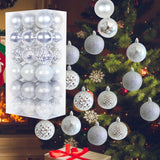 Maxbell 36x Christmas Balls Ornaments Hanging Pendants Decorative Bauble for Wreath Argent White