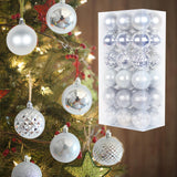 Maxbell 36x Christmas Balls Ornaments Hanging Pendants Decorative Bauble for Wreath Argent White