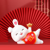 Maxbell Rabbit Ornament Decorative Figurine Home Decor Statue Scene Layout for Cars Take Ingots