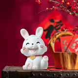 Maxbell Chinese Rabbit Statue Bunny Figurine Craft for Holiday Store Decoration Lift the Feet