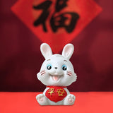 Maxbell Chinese Rabbit Statue Bunny Figurine Craft for Holiday Store Decoration Peace