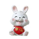 Maxbell Chinese Rabbit Statue Bunny Figurine Craft for Holiday Store Decoration Lucky