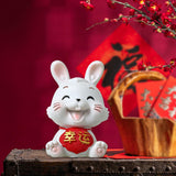 Maxbell Chinese Rabbit Statue Bunny Figurine Craft for Holiday Store Decoration Lucky