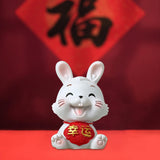 Maxbell Chinese Rabbit Statue Bunny Figurine Craft for Holiday Store Decoration Lucky