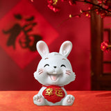 Maxbell Chinese Rabbit Statue Bunny Figurine Craft for Holiday Store Decoration Lucky