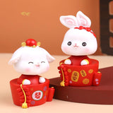Maxbell Rabbit Desktop Ornament Statue Creative Gifts Craft for Cabinet Tabletop Style D