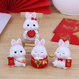 Maxbell Chinese Style Rabbit Statue Sculpture Bunny Figurine for Tabletop Decor Gift StyleD