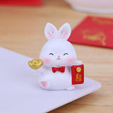 Maxbell Chinese Style Rabbit Statue Sculpture Bunny Figurine for Tabletop Decor Gift StyleD