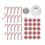 Maxbell Xmas Tree Decorations Candy Lollipop Cane Crutch Pendants Charm for Holiday 35mm Red White