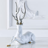 Maxbell Resin Deer Statue Home Decoration for Office Home Cabinet White