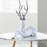Maxbell Resin Deer Statue Home Decoration for Office Home Cabinet White