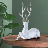 Maxbell Resin Deer Statue Home Decoration for Office Home Cabinet White