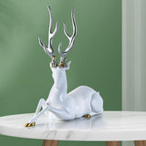 Maxbell Resin Deer Statue Home Decoration for Office Home Cabinet White