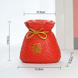 Maxbell Money Bag Statue Figurine Desktop for New Year Home Decorations Restaurant Red