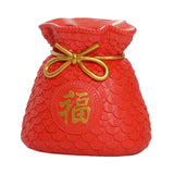 Maxbell Money Bag Statue Figurine Desktop for New Year Home Decorations Restaurant Red