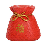 Maxbell Money Bag Statue Figurine Desktop for New Year Home Decorations Restaurant Red