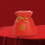 Maxbell Money Bag Statue Figurine Desktop for New Year Home Decorations Restaurant Red