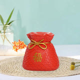 Maxbell Money Bag Statue Figurine Desktop for New Year Home Decorations Restaurant Red