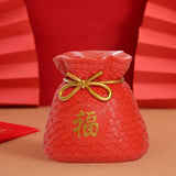Maxbell Money Bag Statue Figurine Desktop for New Year Home Decorations Restaurant Red