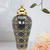 Maxbell Ceramic Ginger Jar Vase Decor Porcelain Storage Jar Temple Jar Collectible 22cmx48cm