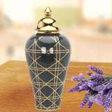 Maxbell Ceramic Ginger Jar Vase Decor Porcelain Storage Jar Temple Jar Collectible 22cmx48cm