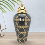 Maxbell Ceramic Ginger Jar Vase Decor Porcelain Storage Jar Temple Jar Collectible 22cmx48cm