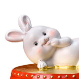Maxbell Lucky Rabbit Statue Money Box Figurines Piggy Bank Storage Case for Bedroom 10cmx10cmx9cm