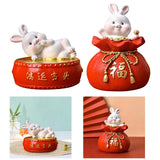 Maxbell Lucky Rabbit Statue Money Box Figurines Piggy Bank Storage Case for Bedroom 10cmx10cmx9cm