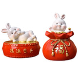 Maxbell Lucky Rabbit Statue Money Box Figurines Piggy Bank Storage Case for Bedroom 10cmx10cmx9cm