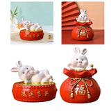 Maxbell Lucky Rabbit Statue Money Box Figurines Piggy Bank Storage Case for Bedroom 10cmx10cmx9cm
