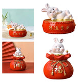 Maxbell Lucky Rabbit Statue Money Box Figurines Piggy Bank Storage Case for Bedroom 10cmx10cmx9cm