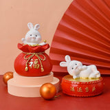 Maxbell Lucky Rabbit Statue Money Box Figurines Piggy Bank Storage Case for Bedroom 10cmx10cmx9cm