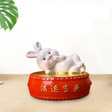 Maxbell Lucky Rabbit Statue Money Box Figurines Piggy Bank Storage Case for Bedroom 10cmx10cmx9cm