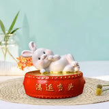 Maxbell Lucky Rabbit Statue Money Box Figurines Piggy Bank Storage Case for Bedroom 10cmx10cmx9cm