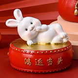 Maxbell Lucky Rabbit Statue Money Box Figurines Piggy Bank Storage Case for Bedroom 10cmx10cmx9cm