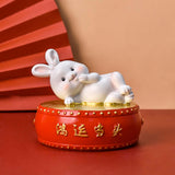 Maxbell Lucky Rabbit Statue Money Box Figurines Piggy Bank Storage Case for Bedroom 10cmx10cmx9cm