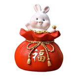 Maxbell Lucky Rabbit Statue Money Box Figurines Piggy Bank Storage Case for Bedroom 8.5cmx8.5cmx13cm