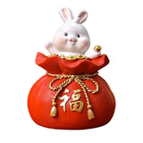 Maxbell Lucky Rabbit Statue Money Box Figurines Piggy Bank Storage Case for Bedroom 8.5cmx8.5cmx13cm