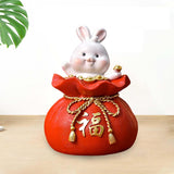 Maxbell Lucky Rabbit Statue Money Box Figurines Piggy Bank Storage Case for Bedroom 8.5cmx8.5cmx13cm