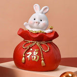 Maxbell Lucky Rabbit Statue Money Box Figurines Piggy Bank Storage Case for Bedroom 8.5cmx8.5cmx13cm