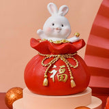 Maxbell Lucky Rabbit Statue Money Box Figurines Piggy Bank Storage Case for Bedroom 8.5cmx8.5cmx13cm