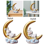 Maxbell Creative Rabbit On The Moon Statue Ornaments for Home Bedroom Decoration StyleA