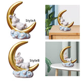 Maxbell Creative Rabbit On The Moon Statue Ornaments for Home Bedroom Decoration StyleA