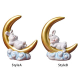 Maxbell Creative Rabbit On The Moon Statue Ornaments for Home Bedroom Decoration StyleA