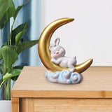 Maxbell Creative Rabbit On The Moon Statue Ornaments for Home Bedroom Decoration StyleB