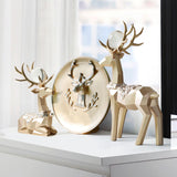 Maxbell Modern Reindeer Figurines Ornaments Deer Statues for Home Table Decor Geometric Aureate