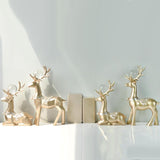 Maxbell Modern Reindeer Figurines Ornaments Deer Statues for Home Table Decor Geometric Aureate
